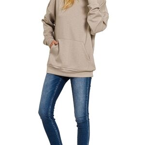 Zenana Oversized Scuba Hoodie with Kangaroo Pocket